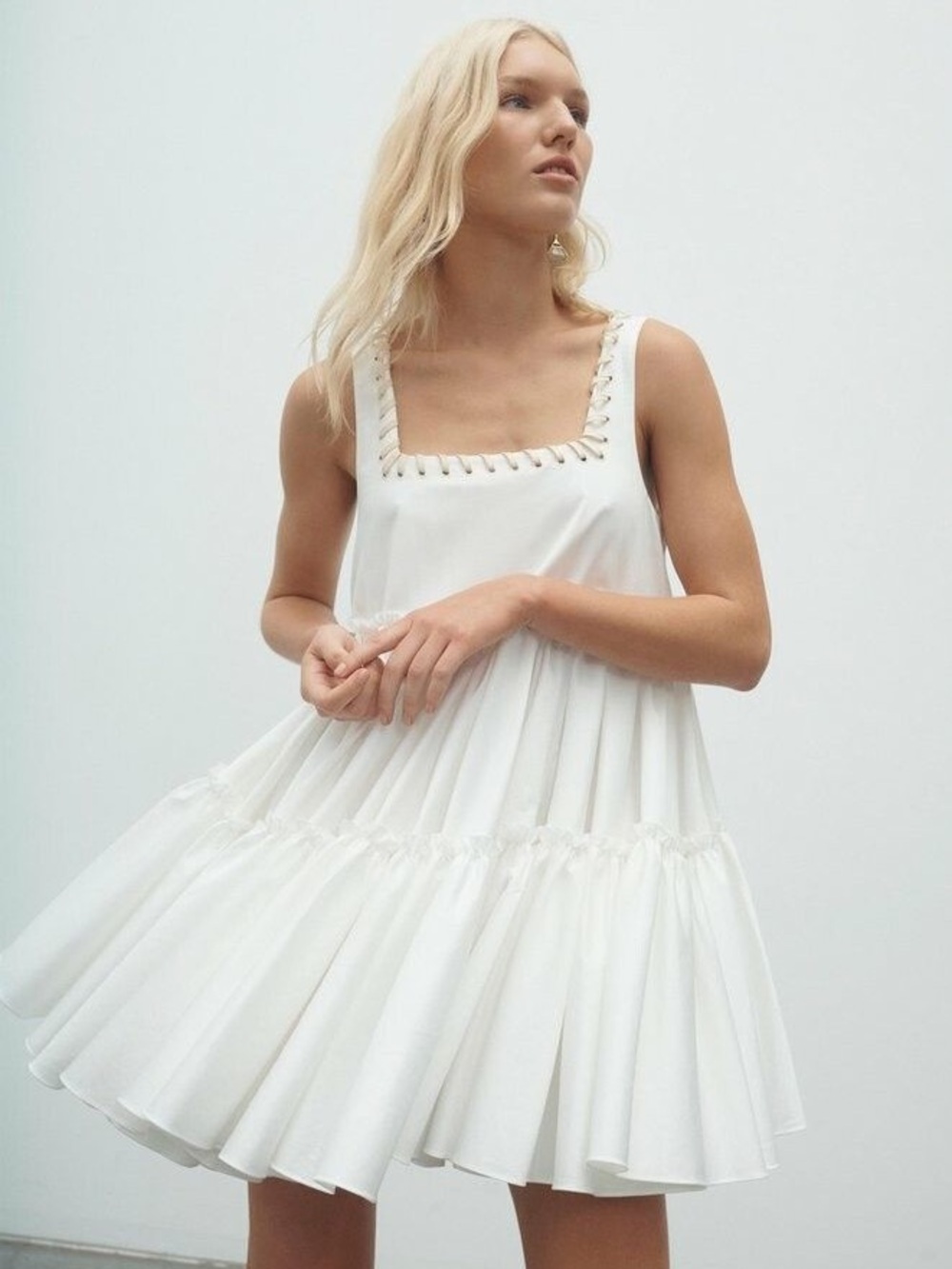 New AJE Hushed Braid-detailed Mini Dress In White 100% Cotton